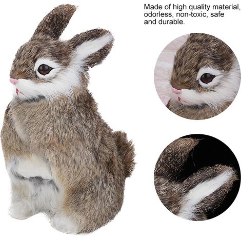 Lapin en peluche réaliste, animal plus vrai que nature, décoration de Pâques pour la maison, jouet de simulation, modèle cadeau (chameau) (1/5)