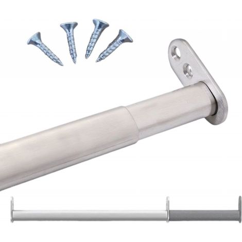 Barre télescopique réglable 400-700 mm, en acier argenté, pour armoires et niches (1/5)
