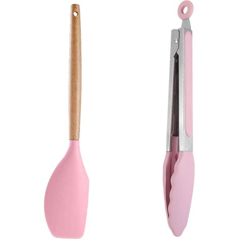 Ustensiles De Cuisine En Bois - Résistants À La Chaleur Pour Poêles Antiadhésives - Lot De 2 Pièces - Rose (1/5)