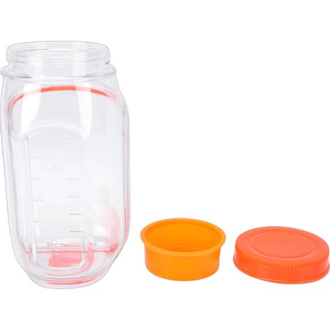 Salatglas aus Kunststoff, wiederverwendbar, seitlich zu öffnen, auslaufsicher, tragbarer Salatbehälter mit Dressingfach für die Zubereitung von Speisen, orange (1/5)