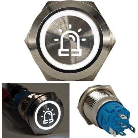 LED Warnlichtschalter 18mm Chrom Rastend (1/5)