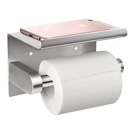Porte-rouleau de papier toilette (argenté), porte-rouleau de papier toilette adhésif, SUS (1/5)