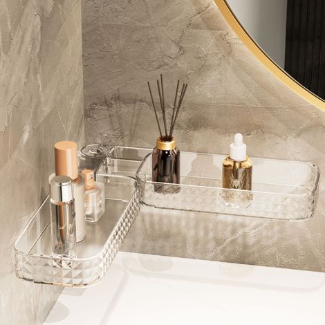 Etagère Murale Angulaire - Forme En U - Motif Étoile Diamant - Pour Salle De Bain - 1 Pièce (1/5)