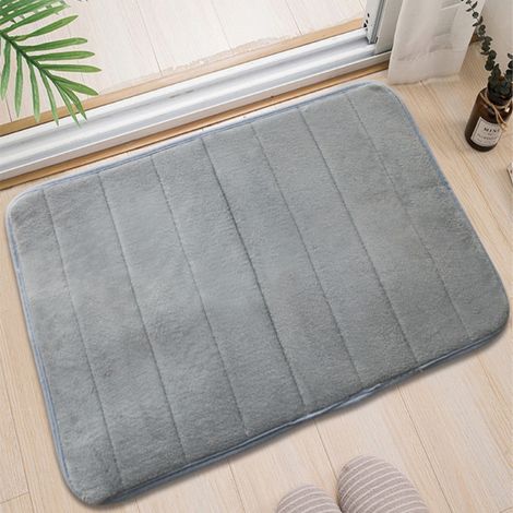 Ede Gris, 5080cm, base en PVC de 1,0 cm, polaire corail. Tapis de sol en polaire corail, couleur unie, facile à nettoyer, tapis de salle de bain, tapis de toilette, résistant à l'usure, absorbant et a (1/4)