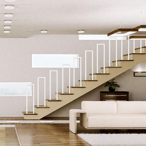 Wolketon 85 cm Blanc Rampe d'escalier en fer en forme de U, main courante, rampe en fer pour l'intérieur et l'extérieur, universelle