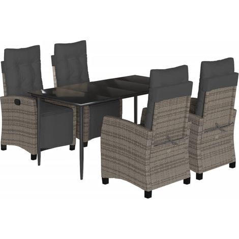 Maison Exclusive - Set da Pranzo da Giardino 5 pz con Cuscini in Polyrattan Grigio (1/5)