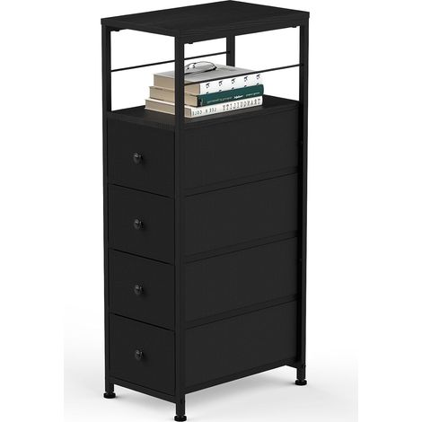 Commode étroite avec 4 tiroirs en tissu, armoire de rangement pour chambre à coucher, salon, cuisine, bureau, couloir, 87 x 40 x 25,4 cm, noir (1/5)
