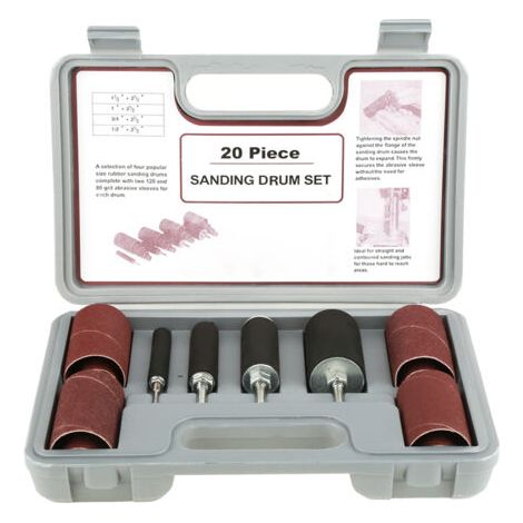 Kit de 20 outils de ponçage à tambour avec étui pour perceuse à colonne (1/5)