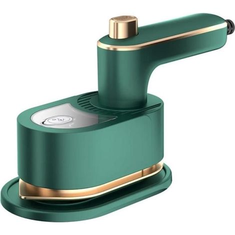Mini fer à vapeur - - Pliable - Semelle céramique - Chauffe rapide 30s - Vert (1/5)