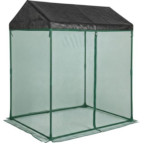 Abri de protection pour plantes en plein air 150 x 130 x 90 cm avec porte zippée facile accès style moderne en fer vert foncé (1/3)