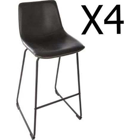 Lot de 4 tabourets en métal coloris noir - Dim : 40.5 x 34.5 x 101.5 cm -PEGANE (1/3)