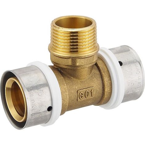 Pressfitting-T-Stück 40 x 3,5 - 1 Zoll Außengewinde - 40 x 3,5 mm für MV-Rohr