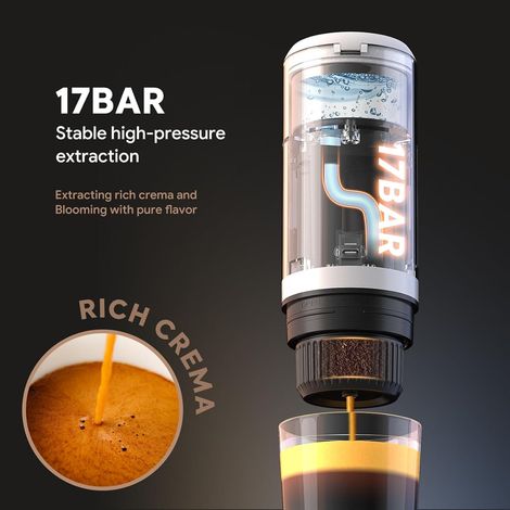 Machine à expresso portable 3 en 1, cafetière de voyage électrique avec capsules NS, café moulu et dosettes Dolce Gusto, port USB Type C et chargeur allume-cigare, cafetière filtre 17 bars (noire) san (1/4)