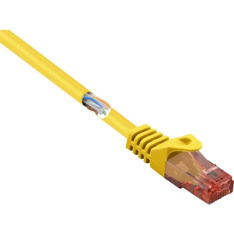 Renkforce RJ45 Câble réseau, câble patch CAT 6 U/UTP 0.50 m jaune avec cliquet d'encastrement, sans halogène 1 pc(s) X952542 (1/4)