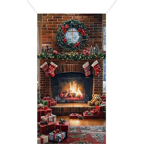 Housse De Porte De Noël - Bannière Décorative Pour Cheminée Ou Porte D'Entrée - 70 9 X 35 4 Pouces - Pour Fêtes Intérieures Et Extérieures (1/5)