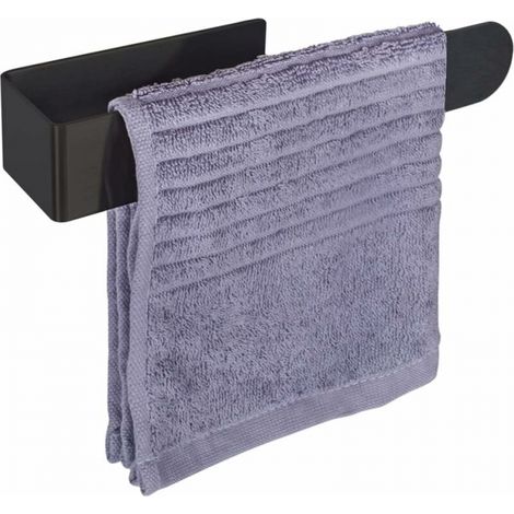 Toallero para baño o cocina sin taladrar – Toallero autoadhesivo de acero inoxidable, 20 cm, negro mate (1/3)