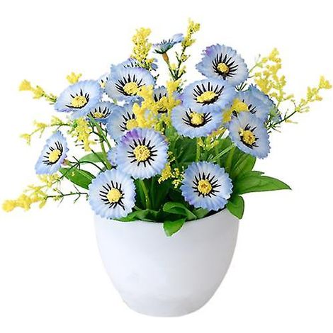Pot de fleurs artificiel chrysanthème, décoration de bureau, plante artificielle éternelle en plastique pour balconbleu (1/5)