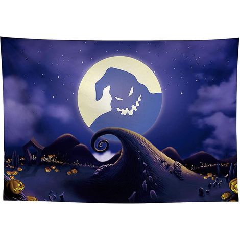 Kinderfotohintergrund mit Halloween-Motiv, Kürbis- und Albtraummuster, 2,1 x 1,5 m (7 x 5 Fuß), im Mondlicht.