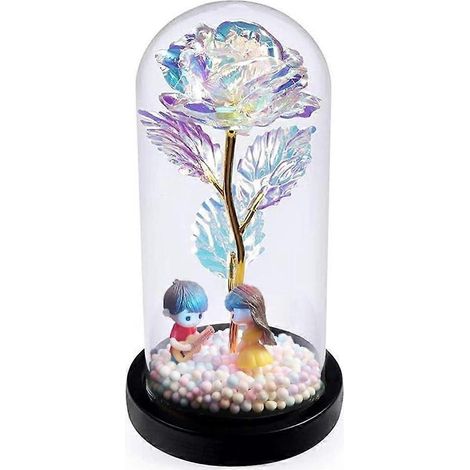 Rose artificielle La Belle et la Bête, Rose enchantée avec lumières LED sous dôme de verre, cadeau pour la Virginie (1/5)