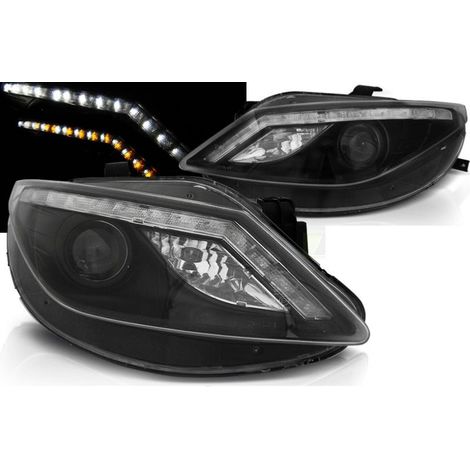 Paire de feux phares Seat Ibiza 6J 08-12 Daylight led noir-27361781 (1/4)
