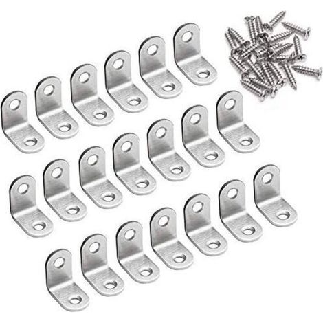 Equerre de Fixation 90 Degré Angle Droit Support 20 x 20 x 16mm forme de L Metalliques Equerres de Coin en Acier Inox Supporen pour Bois Meubles Placard Support 20 Pièces. (1/4)
