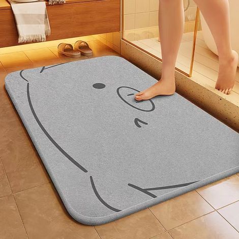 Tapis de bain souple en terre de diatomée — Absorption instantanée de l'eau, tapis d'intérieur (40 x 60 cm) — Modèle de cochon
