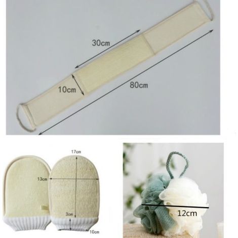 Kit de 3 éponges Loofah exfoliantes pour douche et bain - Sincerity - Pour femmes et hommes (1/4)