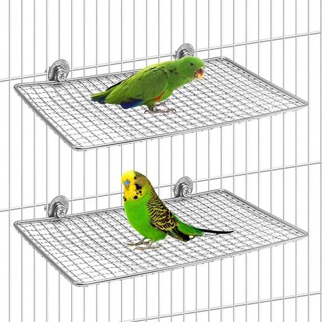 Paquete de 2 plataformas de entrenamiento de acero inoxidable para pájaros, Tablero grande para loros y pájaros pequeños, Accesorios para jaulas (1/5)