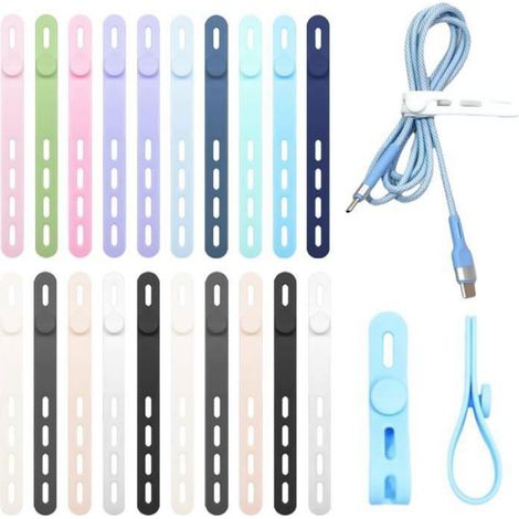 Serre-Cables - Silicone Souple Reutilisable - Pour Cables De Charge Audio Et Reseau - Lot De 10 (1/5)