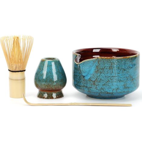 Ensemble matcha 4 pièces,bol céramique,fouet,support et cuillère en bambou (1/5)