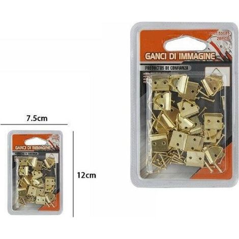 Trade Shop - 20er-Pack goldene Bilderhaken zum Aufhängen an der Wand -