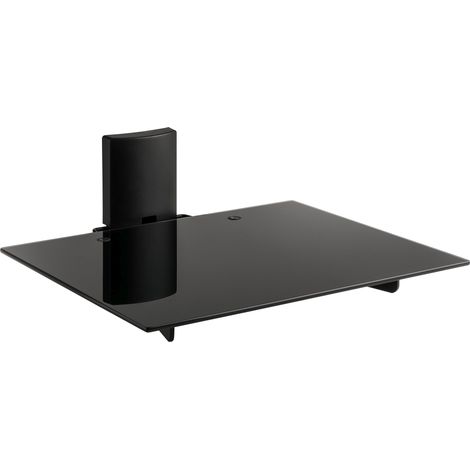 Supporto per TV Meliconi in nero con staffa stabile e regolabile, compatibile con vari modelli, e scaffale in vetro nero per dispositivi AV (1/5)