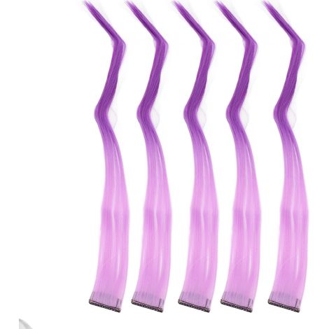 10 pièces mèches de cheveux dégradé violet longues et droites, extensions pour cosplay, fêtes et événements spéciaux. (1/5)