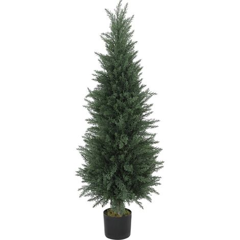 Künstlicher Zypressenbaum 120 cm im Topf, dekorative Kunstpflanze, UV-beständig (1/5)