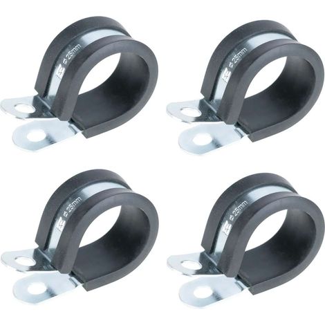 Cyclingcolors – Lot de 4 colliers de serrage métallique 12mm – Insert caoutchouc – Fixation tube P clip – Pour câbles et tuyaux (1/2)