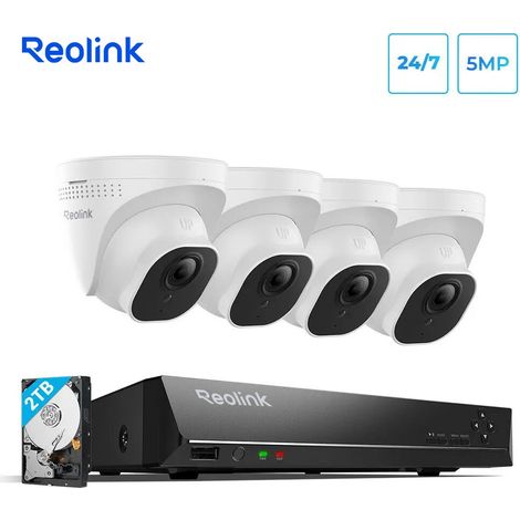Reolink – Kit de vidéosurveillance 5MP PoE – 4 caméras IP avec vision nocturne 30m – Détection intelligente de personne et véhicule – NVR 8CH 2To (1/5)