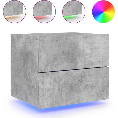 Comodino sospeso con luci LED e 2 cassetti 50 x 39 x 41 cm in multistrato grigio DEC034198