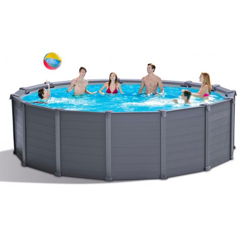 Piscina Elevada desmontable con Panel de Grafito 26384 ex 26382 Redonda 478x124 cm (1/5)