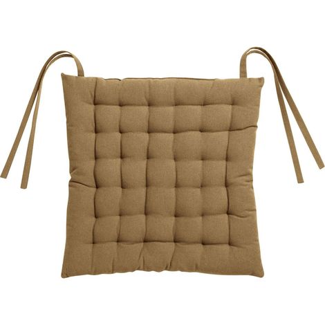 Galette de Chaise en Coton Recyclé 36 Points Tabac 38 x 38 x 3 cm pour Jardin et Terrasse - PANGIVO