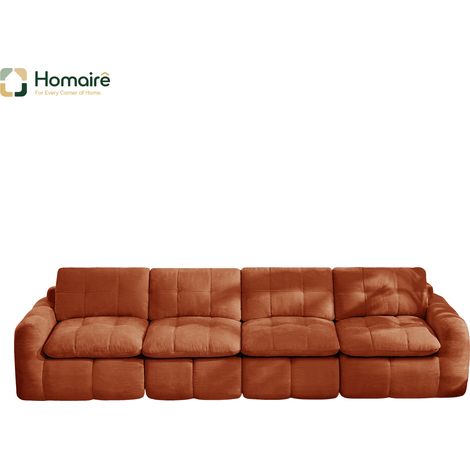 Canapé modulable en chenille orange avec accoudoirs 334 x 97 x 68 cm HOMAIRE (1/5)