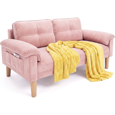 Canapé 2 Places Scandinave Tissu Effet Lin - 145x77x77 cm (1/5)