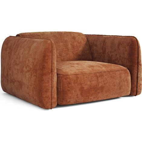 Fauteuil en velours gaufré terracotta LOMI (1/5)