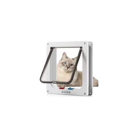 Chatière Chatière Fermeture Magnétique 4 Voies pour Chats, Grands Chiens 23,5 25 5,4 cm Porte pour Chien Chat Porte pour Animaux de Compagnie, Installation Facile avec Cadre Télescopique (1/5)