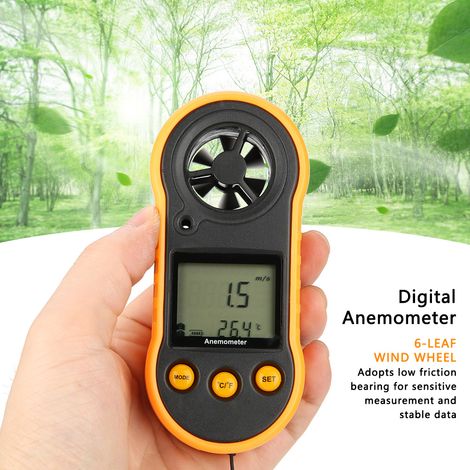 Anémomètre numérique LCD portable GM818, mesureur de vitesse du vent, testeur de vitesse de l'air (1/5)