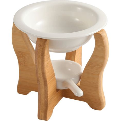 Brûleur D Huiles Essentielles - Support En Bambou Et Céramique - Pour Bougie Théière - Usage Intérieur - 1 Pièce (1/5)