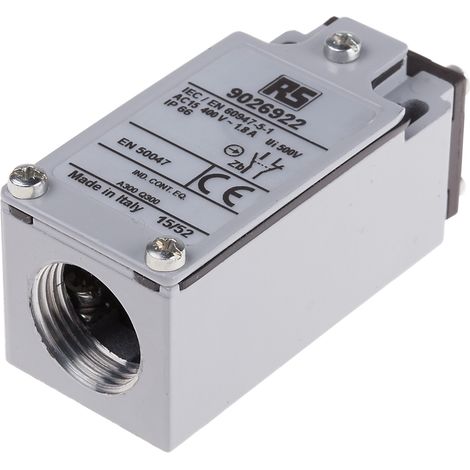Interrupteur de fin de course RS PRO, Poussoir, NO/NF, 10A, 400V ( Prix pour 1 ) (1/2)