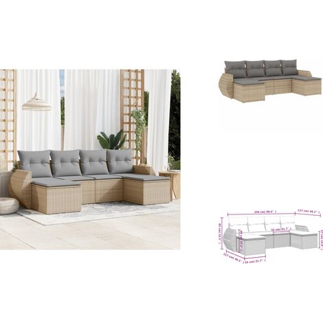 Salon de jardin avec coussins 6 pcs beige résine tressée - Ensemble Salon De Jardin - Mobilier De Jardin - Canapé Extérieur - Fauteuil De Jardin - Set Salon Extérieur (1/3)