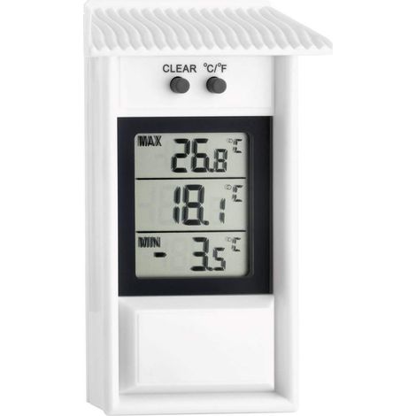 Thermomètre numérique à maxima-minima, résistant aux intempéries, pour usage intérieur ou extérieur, blanc