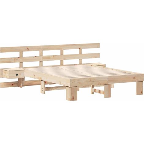 Lit double,Lit adulte,Cadre de lit Marron 140 x 190 cm Pin massif et pin massif CFW8137089 (1/5)