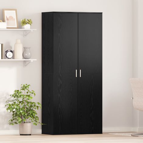 Hochschrank Schwarz Eichen-Optik 80 x 39 x 178 cm Holzwerkstoff